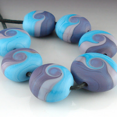 Purple and Blue Etched ASK104 Beads