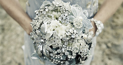 Heirloom jeweled wedding bouquet via Etsy