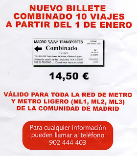 Nuevo billete combinado 10 viajes para Metro