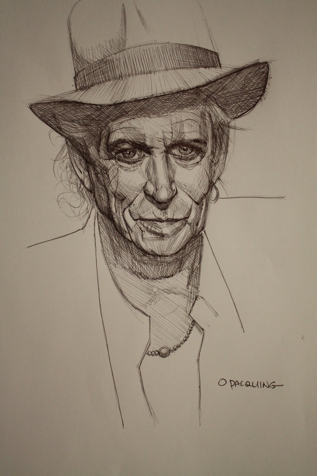Ball point ink on paper. Keith Richards.
