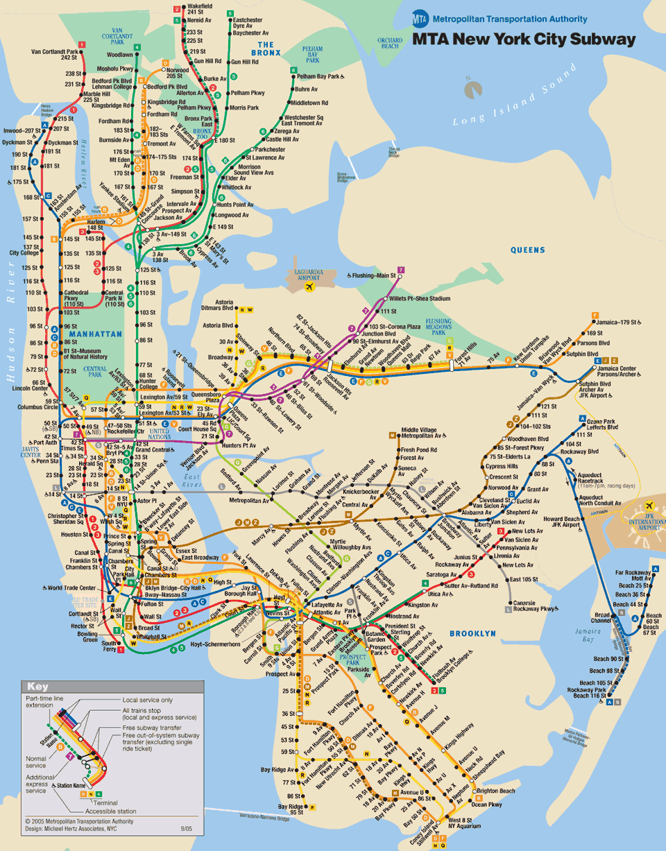 new york city video tour: N.Y.C SUBWAY MAP ALL LINES & STREET NAMES