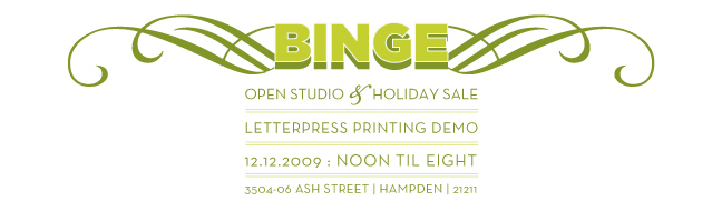 BINGE: open studio & holiday sale