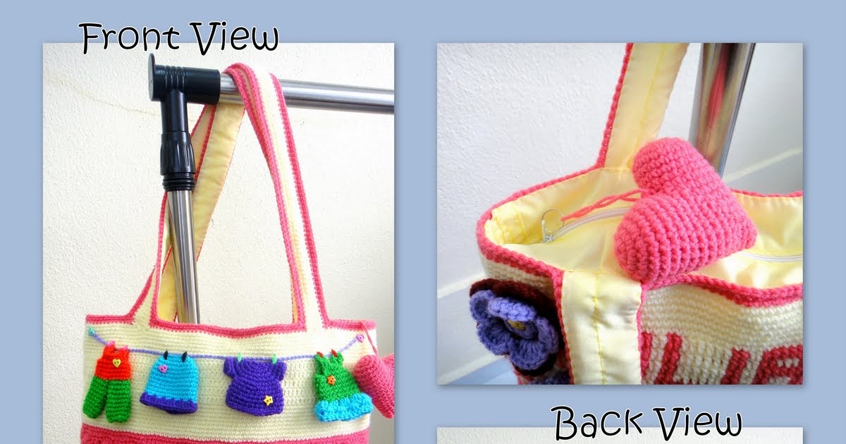 Crochet.is.Fun: Pink+light yellow crocheted tote