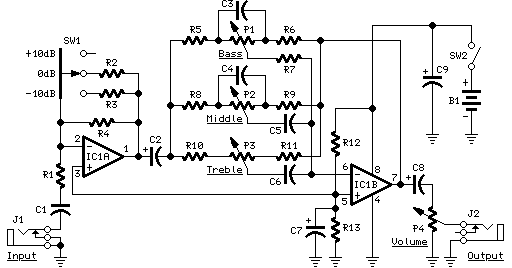 Guitar Control Circuit Diagram |AUDIO AMPLIFIER SCHEMATIC CIRCUITS PICTURE