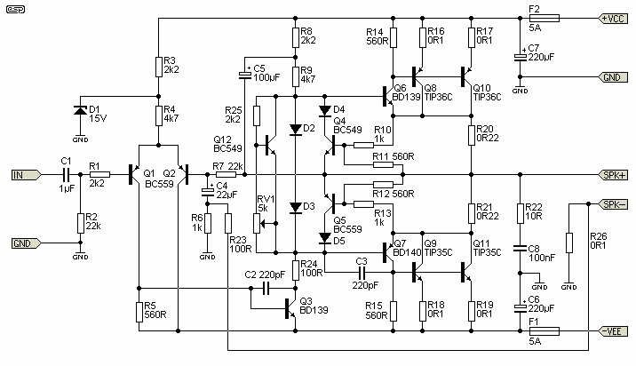 Guitar Amplifier Circuit Diagram 100W |AUDIO AMPLIFIER SCHEMATIC