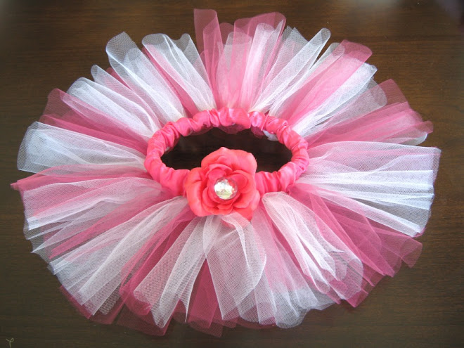 Satin Band White and Pink Tutu