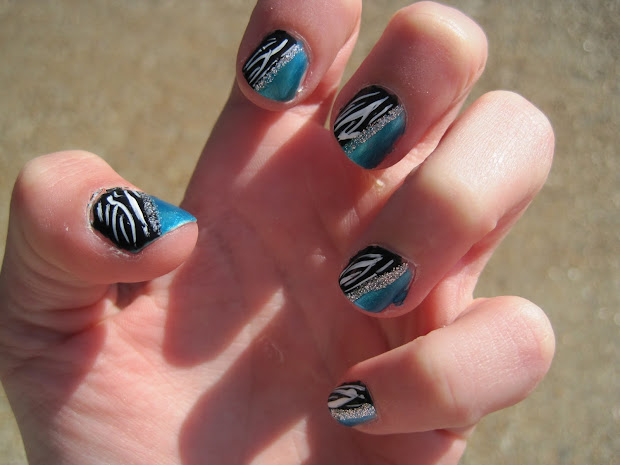 zebra print nail design acrylic