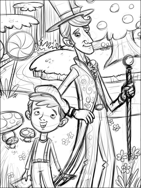 Рисунок вилли вонка карандашом