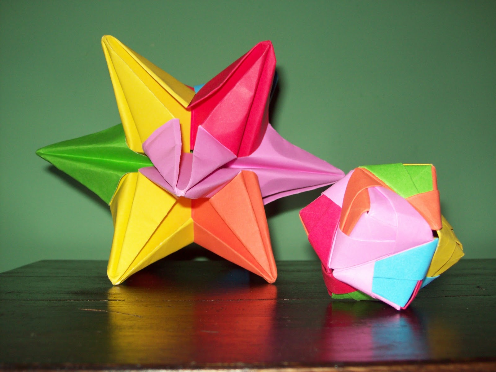 .. enlace de papel .. Estrella Modular y Octaedro ORIGAMI