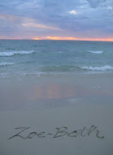 Zoe's name in the sand...