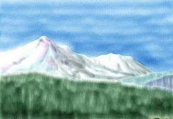 volcano shasta mt watercolor painter done watercolors