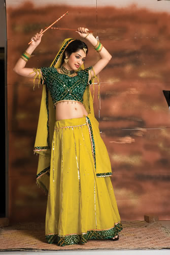 Latest Women Fashion: Yellow and Green Chaniya Choli