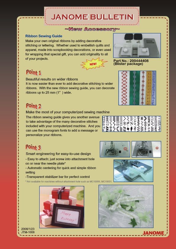 Sew Janome PRODUCT INFORMATION