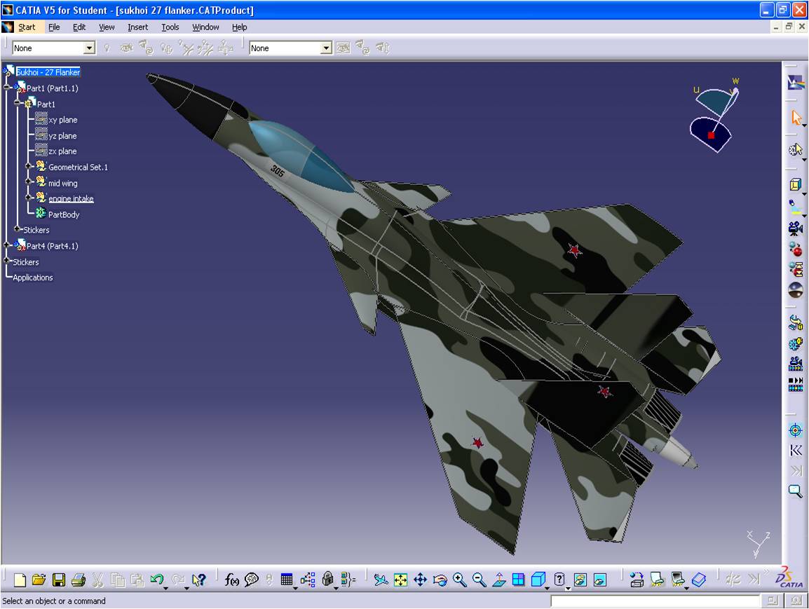 my catia V5: Sukhoi 27 Flanker 3 Plan view Reverse Engineering