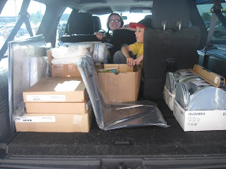 Car loaded with furniture