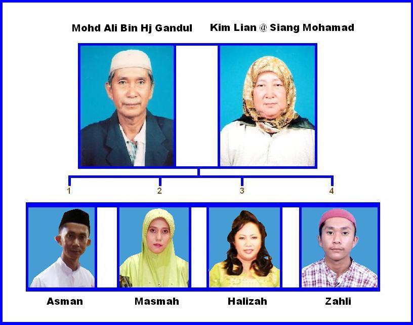 Carta Keluarga Mohd Ali Bin Hj Gandul Dan Kim Lian @ Siang Bt Mohamad