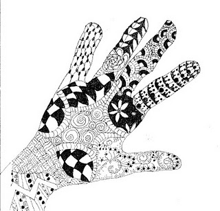All Things Quilty and Artsy: Wednesday Work in Progress-Zentangle Hand