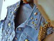 STUDDED JEAN JACKET STUDS AND CHAIN