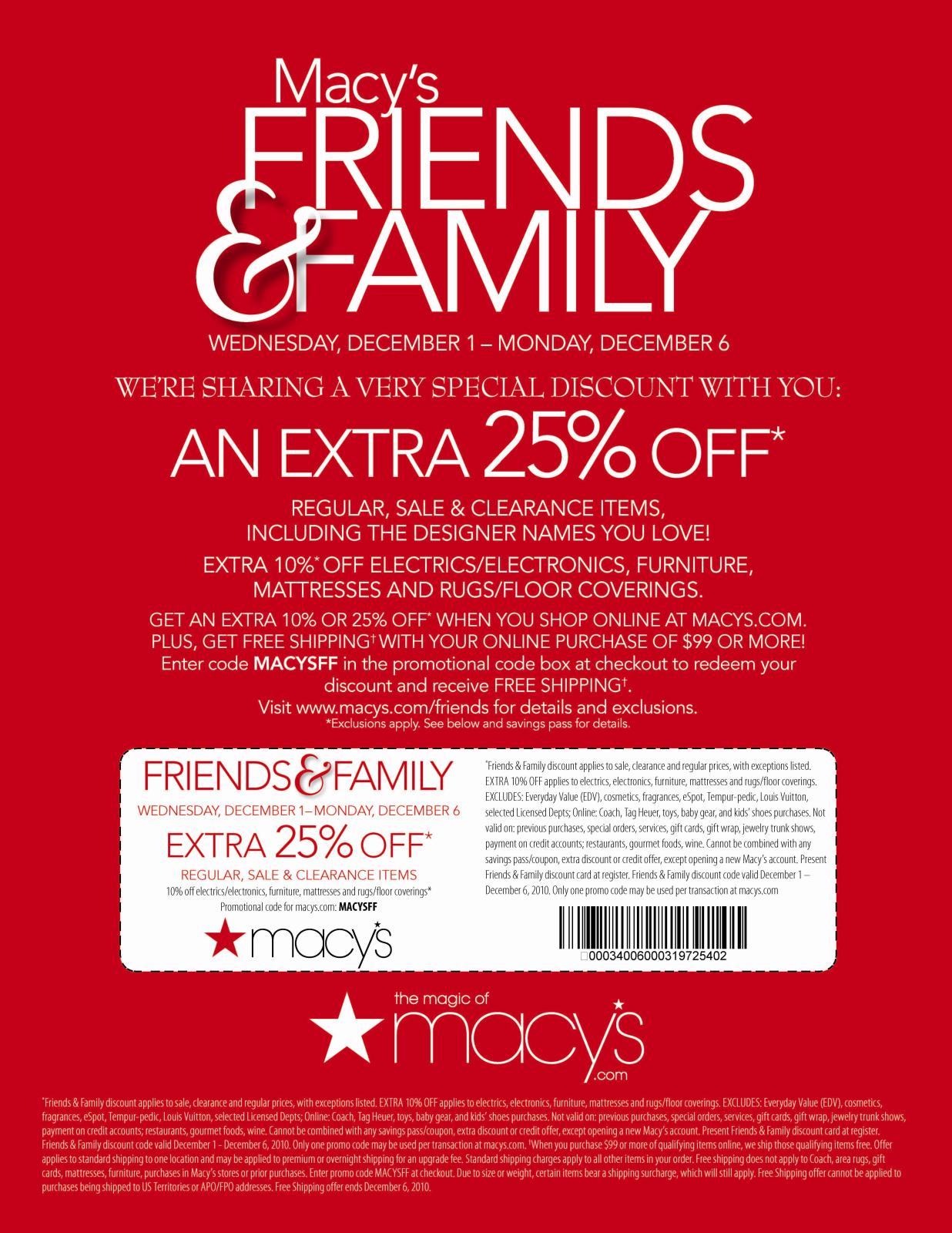 Macy's After Thanksgiving Sale & Macysfriendsfamily Coupon