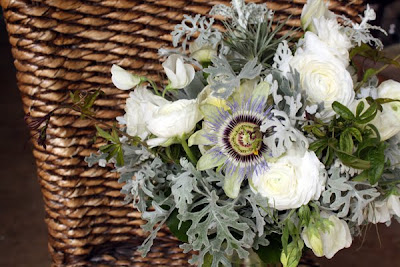 crosspollination: white, green and grey bouquet with a passion...