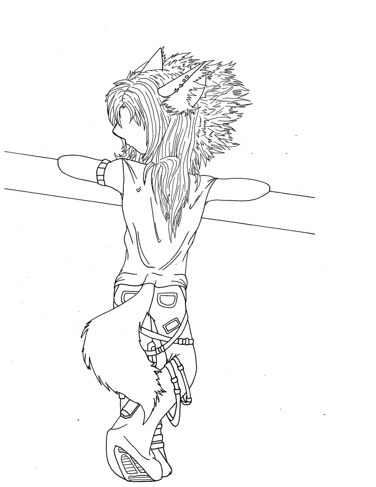 Half Wolf Half Girl Anime Pages Coloring Pages