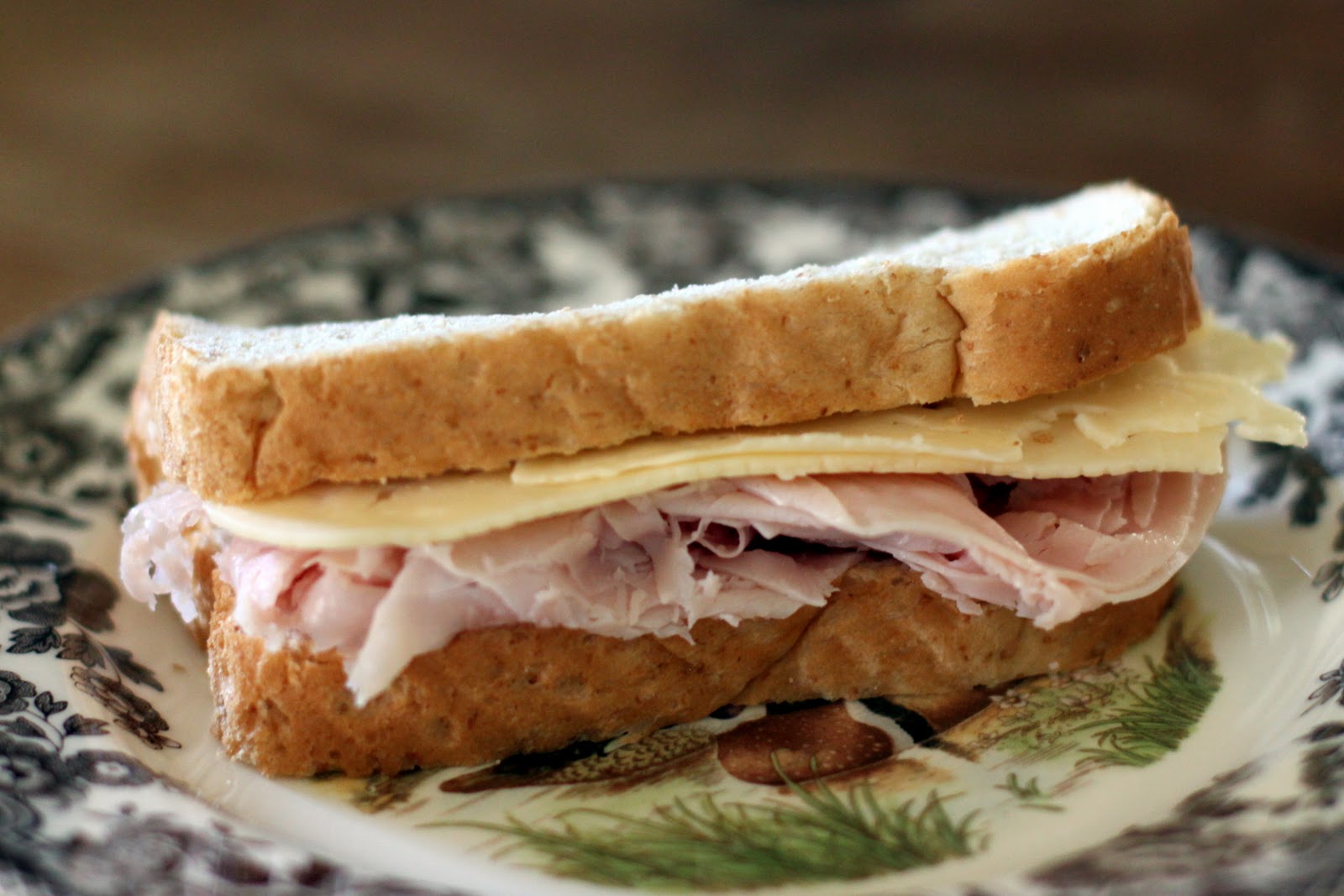 literally, a spoonful Broccoli Cheese Soup and a Fine Little Ham Sandwich