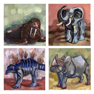 Oil on canvas 5x5" each - SOLD