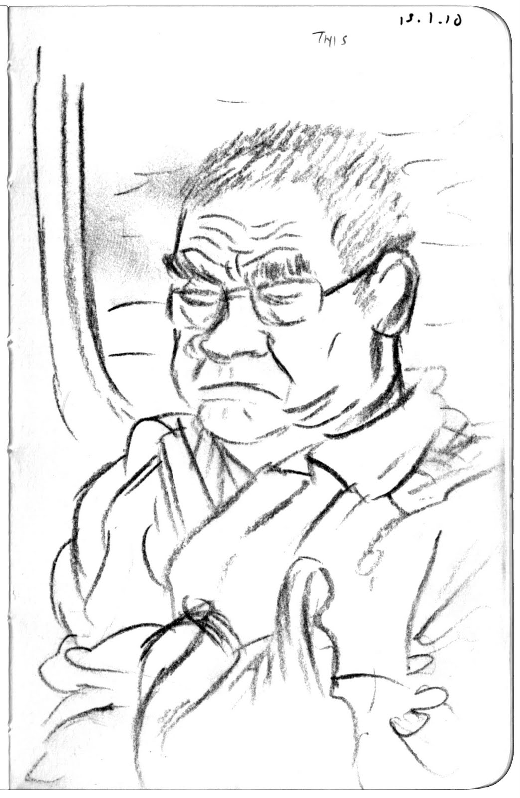 Urban Sketchbook: Scowling Man on Train from Narita