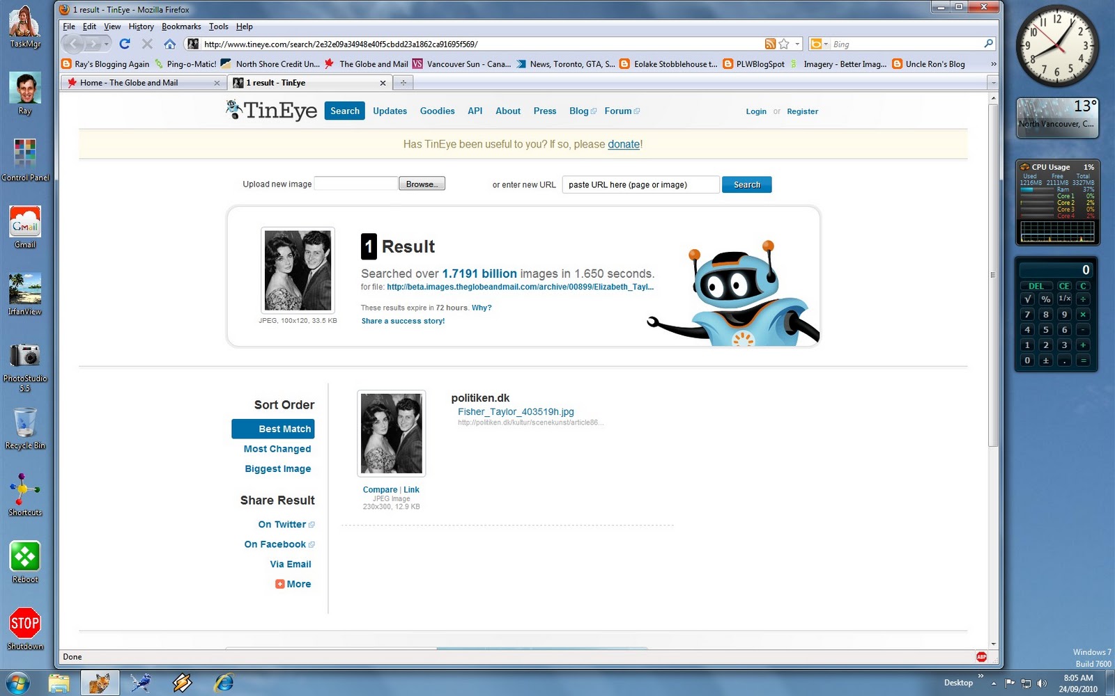 RAY'S BLOGGING AGAIN ! How 'TinEye' works......the results page