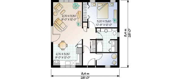 Interior Design Plano De Pequeña Casa De Una Habitación