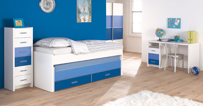 dormitorio infantil minimalista azul