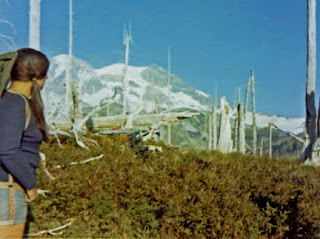 Robin Atkins hiking the Wonderland Trail around Mt. Rainier in 1973