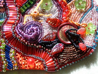 bead embroidery pouch by Mary Tod, detail