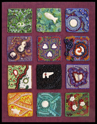 bead journal project, 12 pieces framed by Christy H