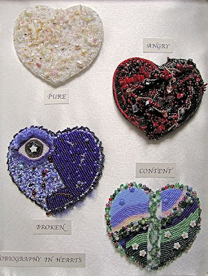 bead embroidery by Carmen, Autobiography in Four Hearts