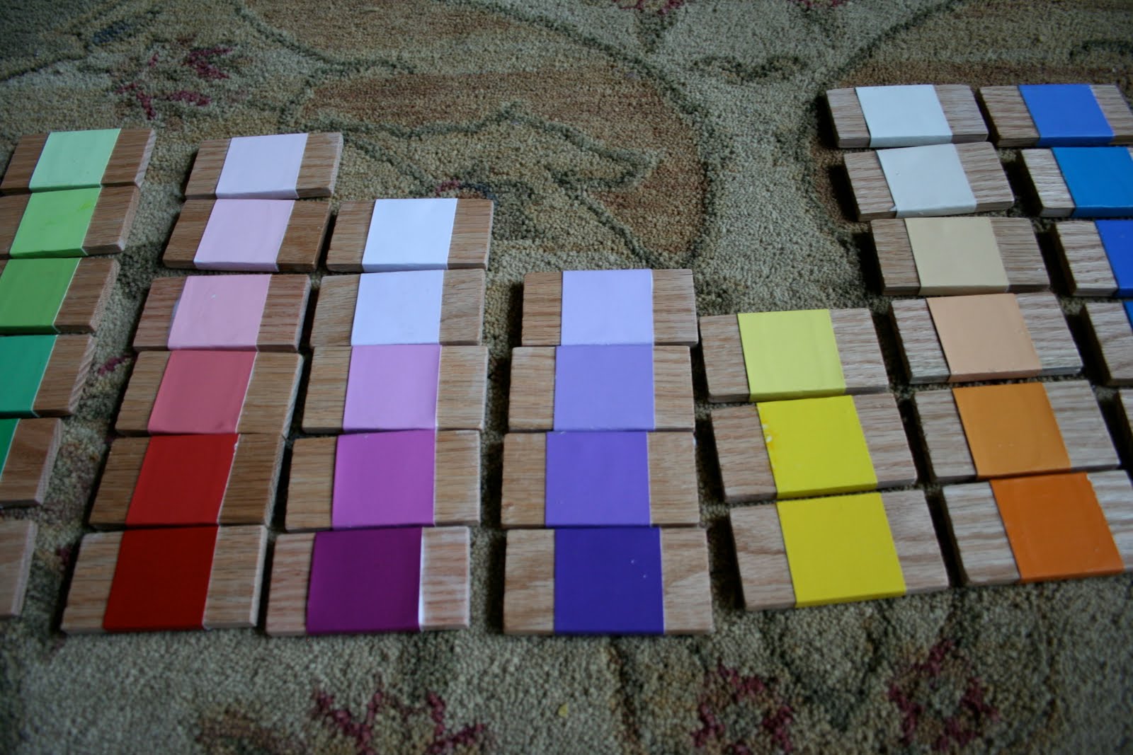 Pink and Green Mama Homemade Montessori Color Tablet Game For Three