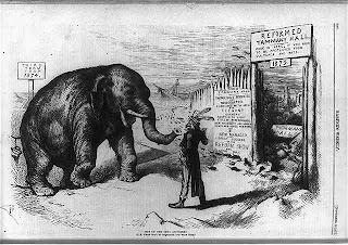 Uncle Sam warning elephant, Credit Line: Library of Congress, Prints & Photographs Division, [reproduction number, LC-USZ62-57787]