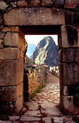 The gate at Machu Picchu, Peru
