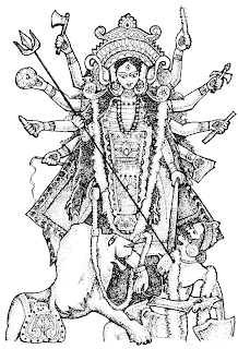 durga maa drawing full body