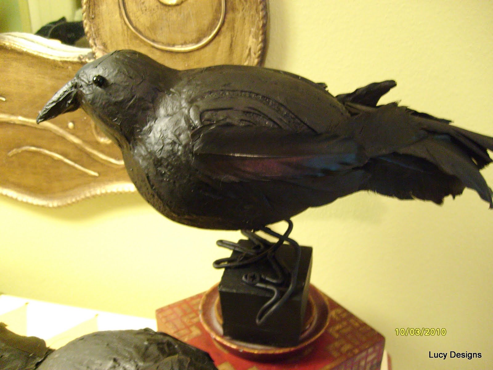 Handmade Raven DIY Halloween Decor Black Feathered Raven 