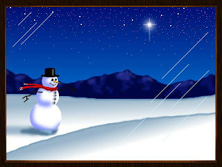 Snowman and a Christmas Star Poster