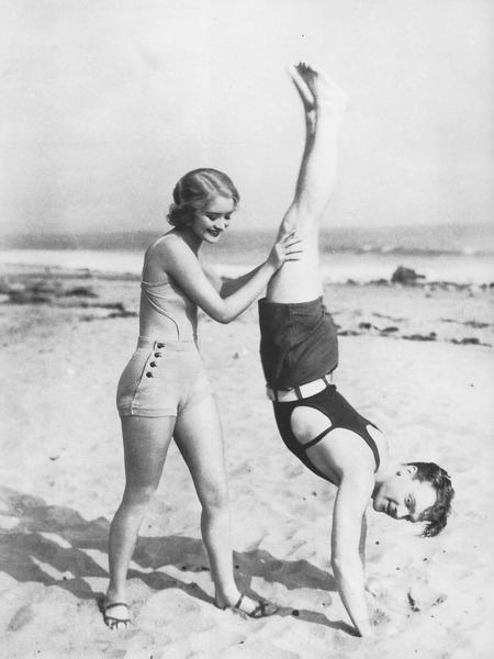 Cagney Doing a Handstand on the Beach