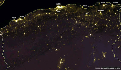 Vue Algerie du ciel la nuit