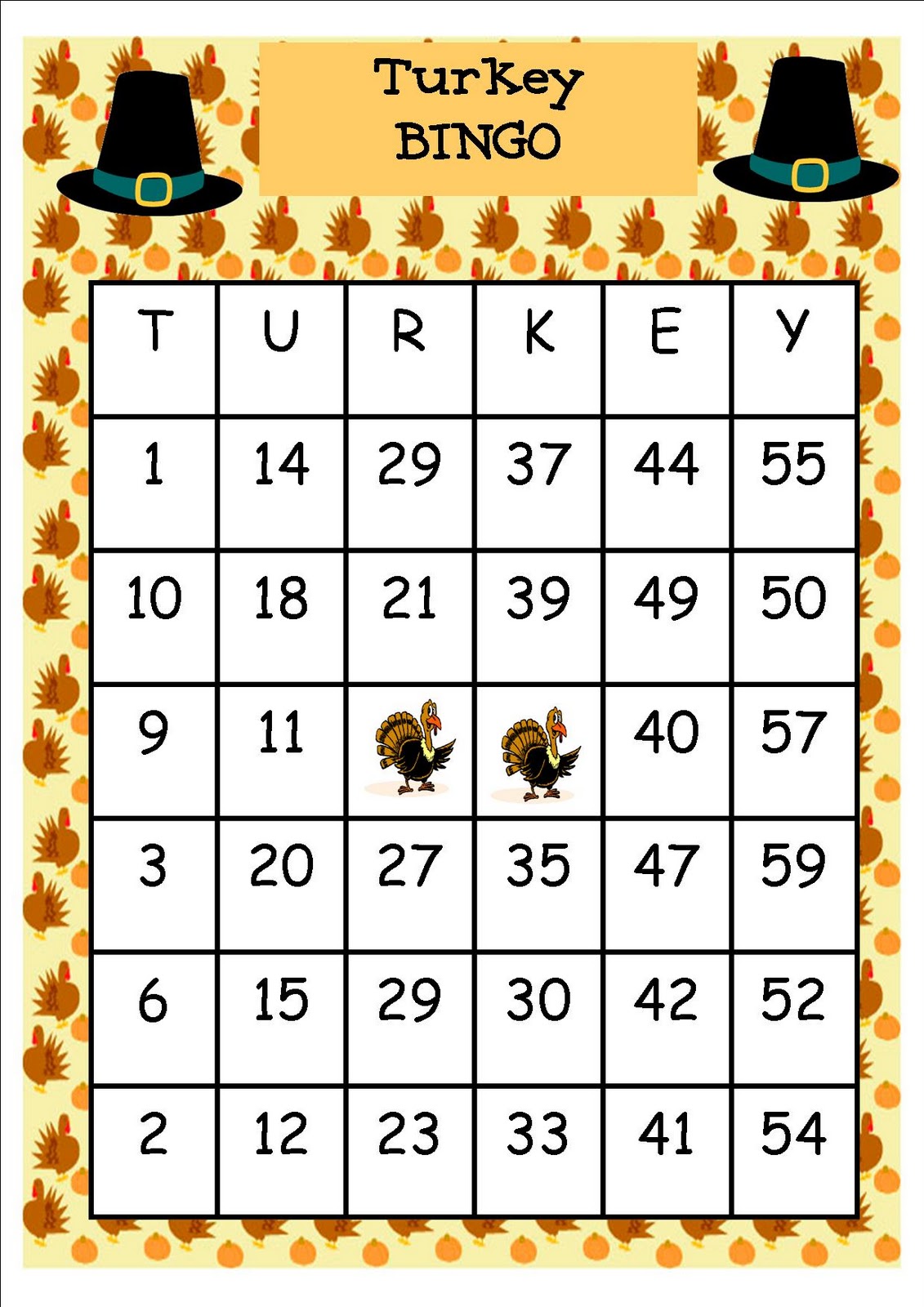 Thanksgiving Bingo Game Printable