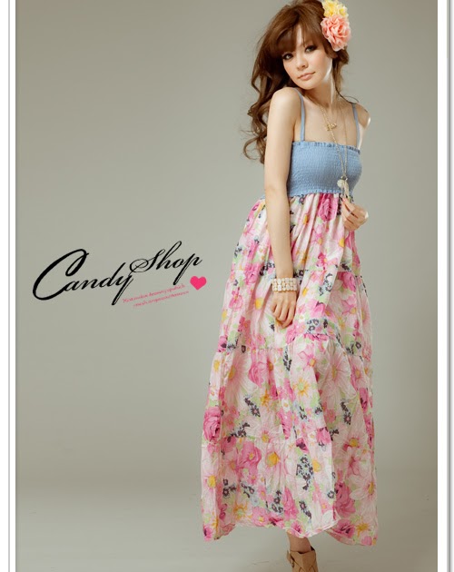 Dang! Gorgeous: PEAF116 - Denim Top Floral Bohemian Style Dress
