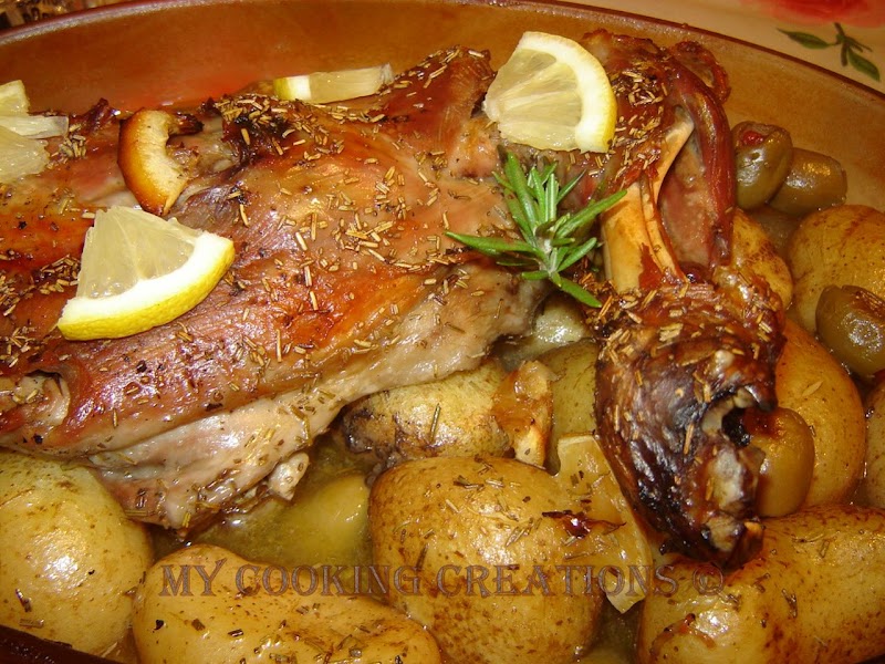 Печено агнешко месо с вино и маслини по средиземноморски * Coscia di agnello al forno con olive e vino