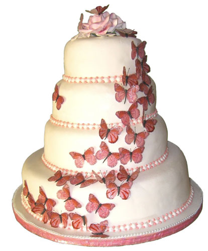 pink butterfly wedding cakes design