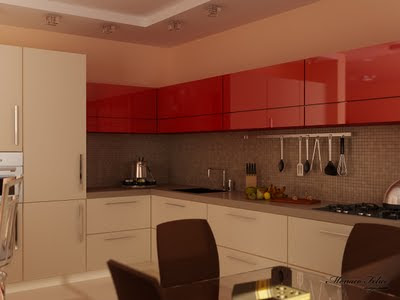 Гостинная и кухня. 3D визуализация интерьера.