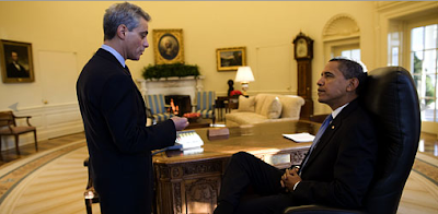 Obama and Emmanuel in Oval Office 21 Jan 2009