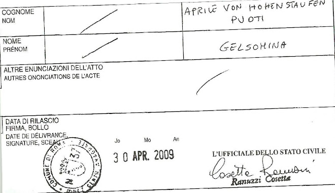 cert.anamnstico Aprile von Hohenstaufen Puoti Gelsomina (Yasmin)